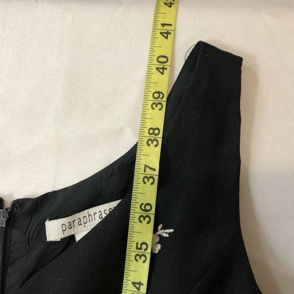 Paraphrase Dress Women 4 Black Floral Flare Dress Fully Lined Embroidered - Picture 5 of 12